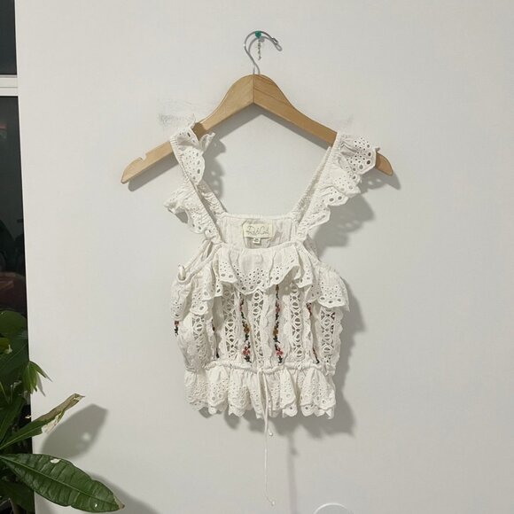 Rahi Cali White Eyelet Cutout Cropped Tank Size XS - Picture 1 of 6